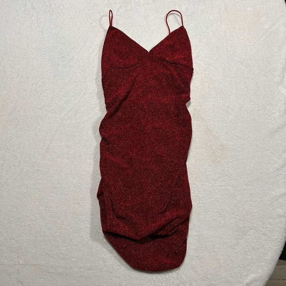 SHEIN Draped Neck Glitter Bodycon Dress